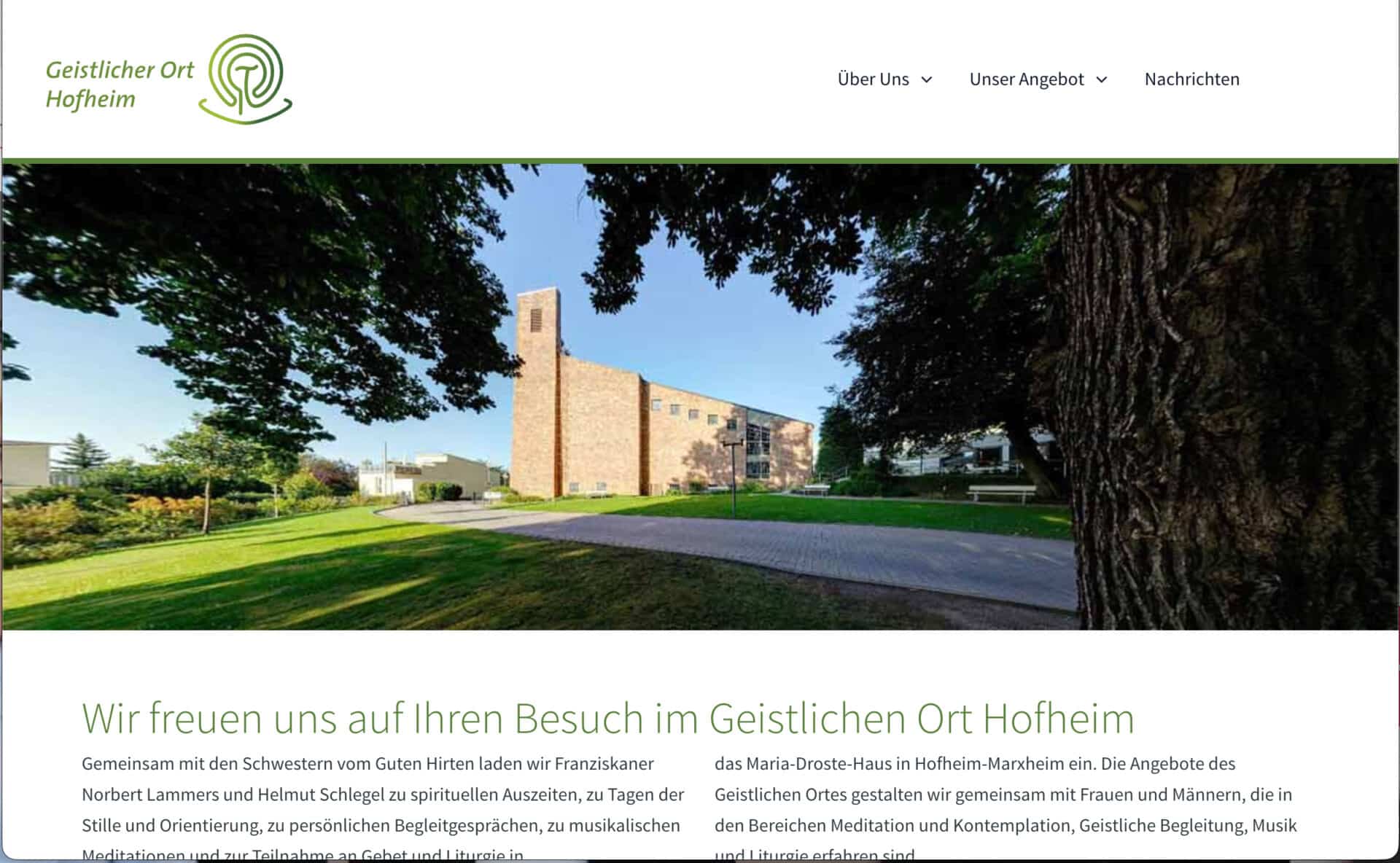 Webseite Geistlicher Ort Hofheim – ein Beispiel der Arbeit von KeDe Digital LLP